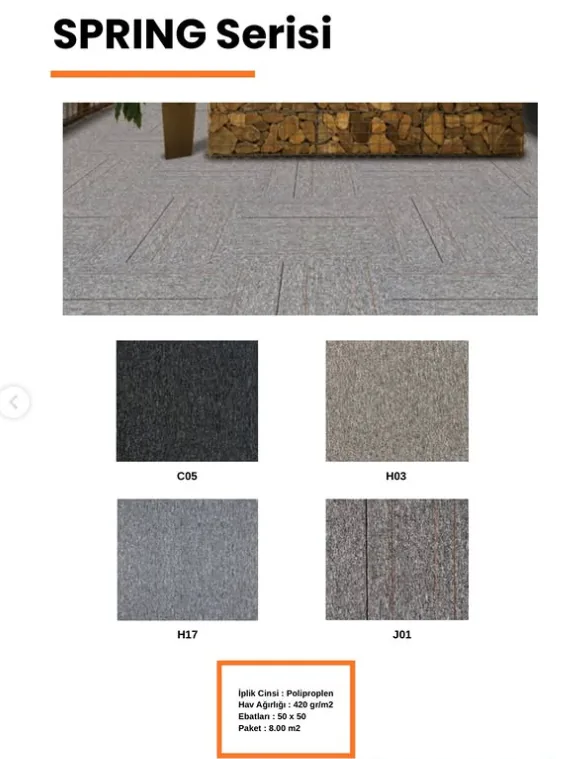 Spring halı serisi renk kartelası